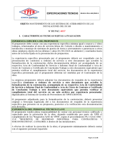 Especificaciones T&eacute;cnicas: Mantenimiento de Sistemas de Aterramiento DCAM