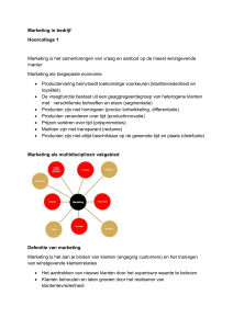 Marketing in bedrijf: Hoorcollege 1 over marketingdefinitie en concepten