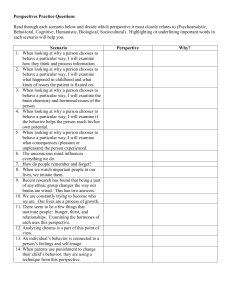 Psychology Perspectives Practice Questions Worksheet