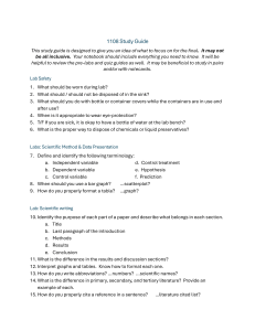1108 Study Guide: Final Exam Review for Biology Lab