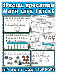 Special Education Math Life Skills IEP Support