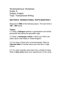 Grade 8 English Transactional Writing Worksheet