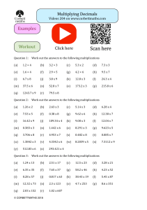 Multiplying Decimals Worksheet