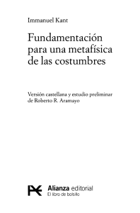 Fundamentaci&oacute;n para una metaf&iacute;sica de las costumbres - Kant