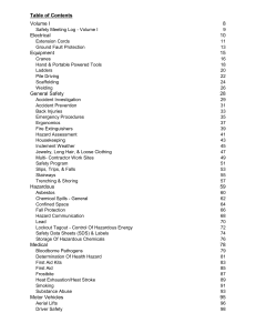 Safety Meeting Log Volume I - Workplace Safety Topics