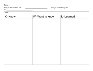 K-W-L Chart Template: Know, Want to Know, Learned