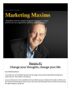 Gary Bencivenga's Marketing Maxims #1