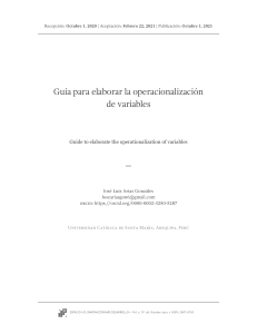 Gu&iacute;a para elaborar la operacionalizaci&oacute;n de variables