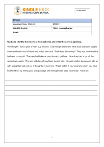 Grade 7 Homophones Worksheet