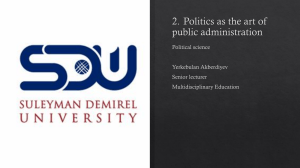 Politics as the Art of Public Administration