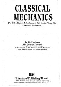 Classical Mechanics Textbook by Dr. J.C. Upadhyaya