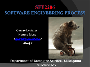 SFE2206 Software Engineering Process - Week 1 Lecture Notes