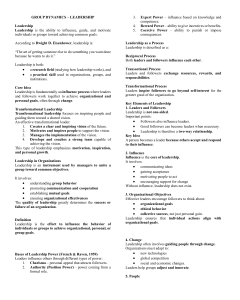 Group Dynamics & Leadership: Core Concepts & Skills