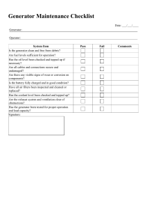 Generator Maintenance Checklist