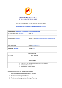 Managing Employee Performance Assignment 1: Strategic Planning & Performance Management