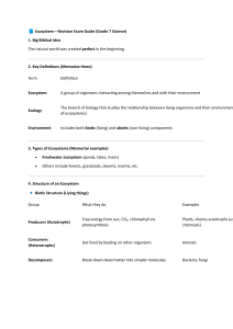 Grade 7 Science Ecosystem Revision Exam Guide