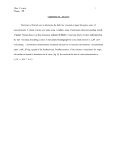 Physics Lab Notes: Dielectric Constant of Paper Experiment