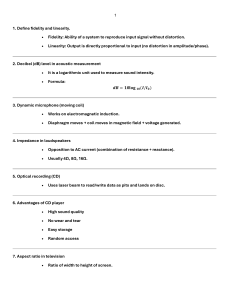 Electronics & Acoustics Study Guide: Microphones, Loudspeakers, TV Systems