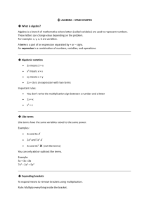 Algebra Stage 8 Notes