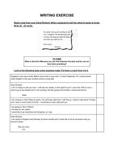 English Writing Exercise: Postcard Task