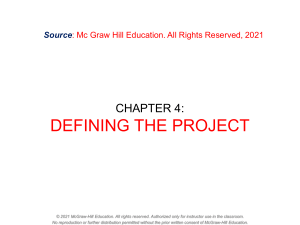 Chapter 4: Defining the Project - Project Management