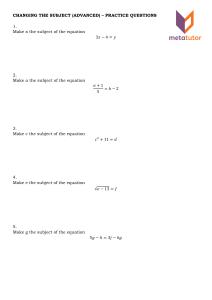 Advanced Algebra: Changing the Subject Practice Questions