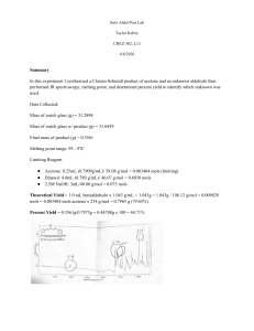 Solo Aldol Post Lab: Claisen-Schmidt Reaction Report