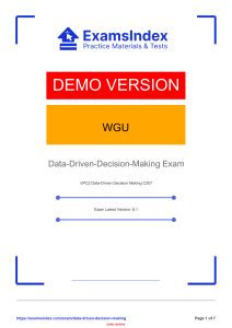 WGU Data-Driven Decision Making C207 Exam Demo