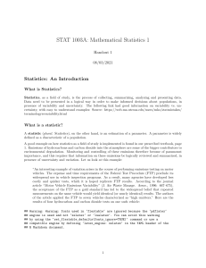 Introduction to Statistics: Handout 1