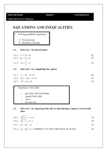 Grade 11 Math Revision: Equations & Inequalities
