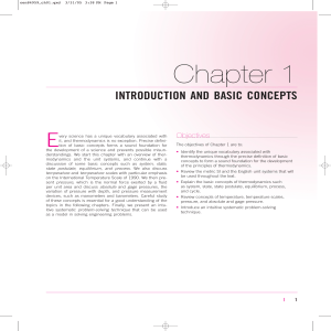 Chapter 1: Introduction and Basic Concepts in Thermodynamics