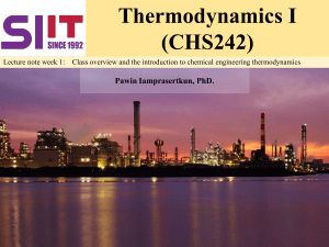 Thermodynamics I (CHS242) Lecture Notes Week 1