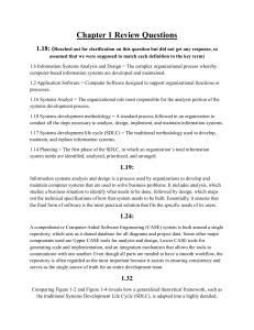 Chapter 1 Review Questions: Information Systems Analysis and Design