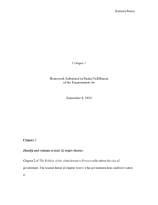 Critique of Chapter 2: Government Size & Administration