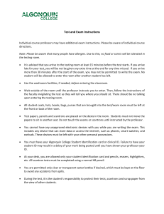 Algonquin College Test and Exam Instructions