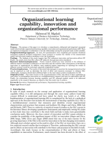 Organizational Learning, Innovation, and Performance: A Research Paper