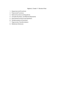 Algebra 2 Grade 11 Revision Pack