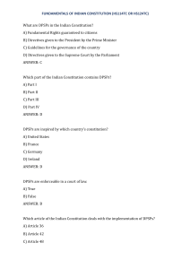 Indian Constitution DPSPs MCQs Exam Questions