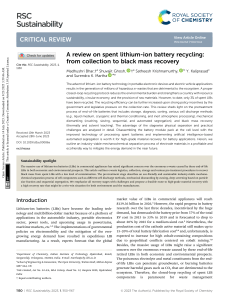 Spent Lithium-Ion Battery Recycling: From Collection to Black Mass Recovery