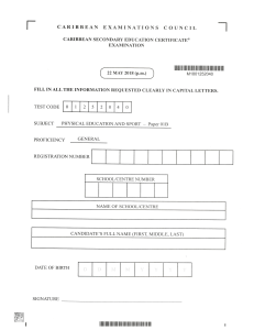CSEC Physical Education and Sport Exam Paper 01B