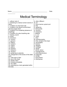 Medical Terminology Matching Worksheet