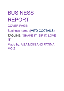 Vito Cocktails Business Report for School Bazaar