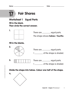 Fair Shares Worksheet 1: Equal Parts