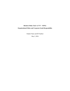 Business Ethics Task 1: Organizational Ethics and CSR