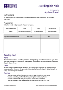 My Best Friend Writing Practice Worksheet for Kids