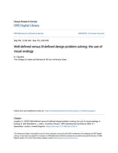 Visual Analogy in Design Problem Solving: Well-defined vs Ill-defined