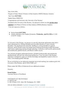 University of the Potomac MSDA Admission Letter