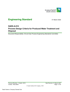 SAES-A-012: Produced Water Treatment & Disposal Criteria