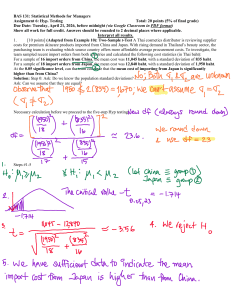 BAS 131 Assignment 6: Hypothesis Testing for Managers