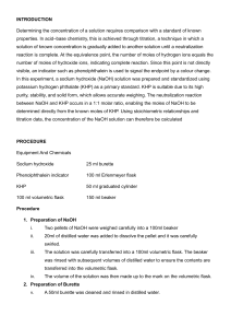 Standardization of NaOH by Titration with KHP